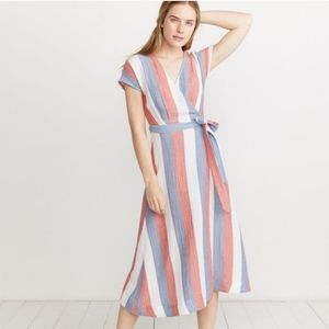 Marine Layer Maddie Wrap Dress Red Blue Size Small